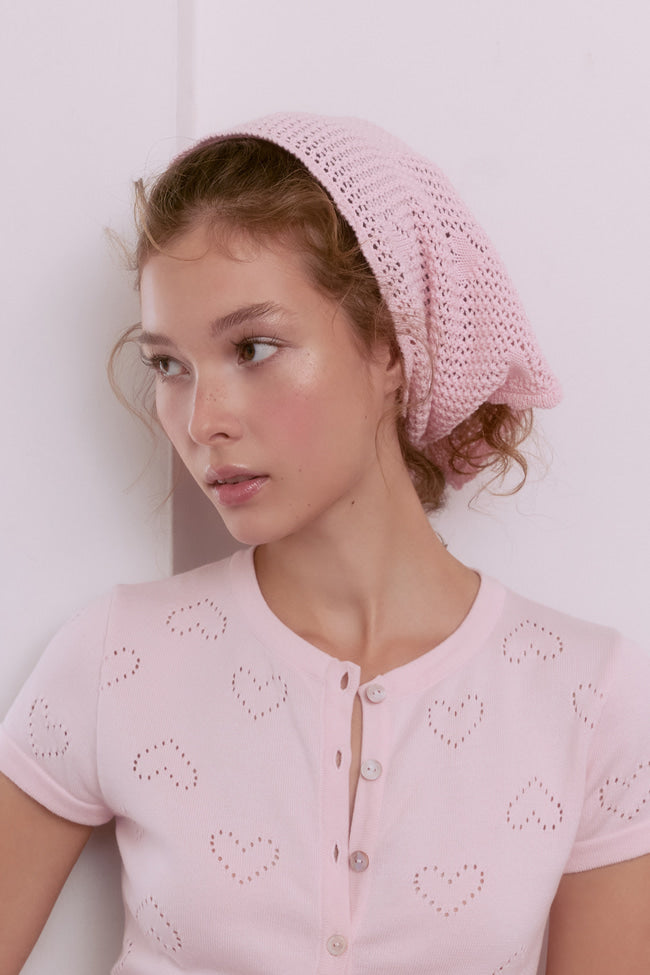 Pointelle Mini Heart Scarf - GW26407