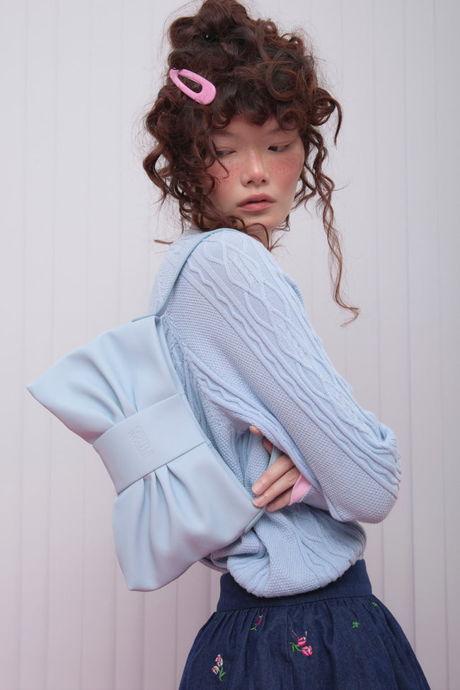 PETITE BOW SHOULDER BAG: BLUE - GW27510