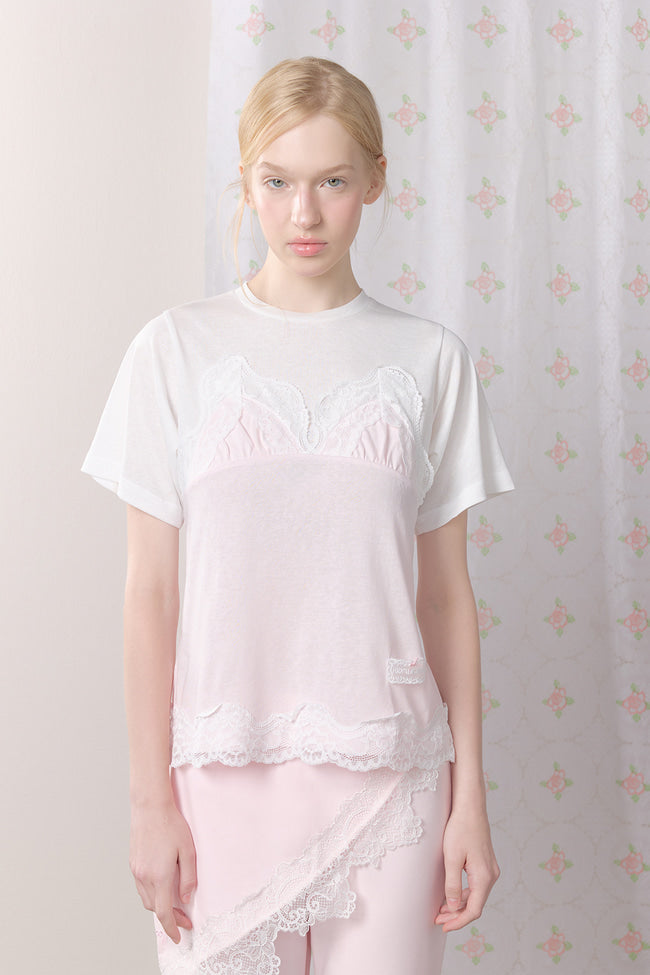 Lace Front Panel T-Shirt - GW27435