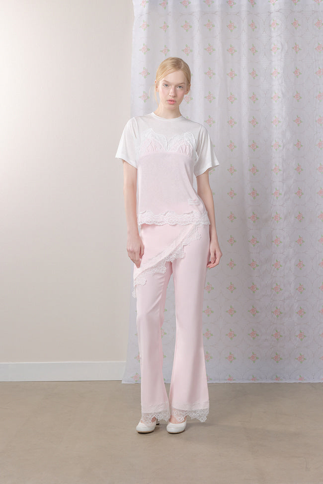 Lace Front Panel T-Shirt - GW27435