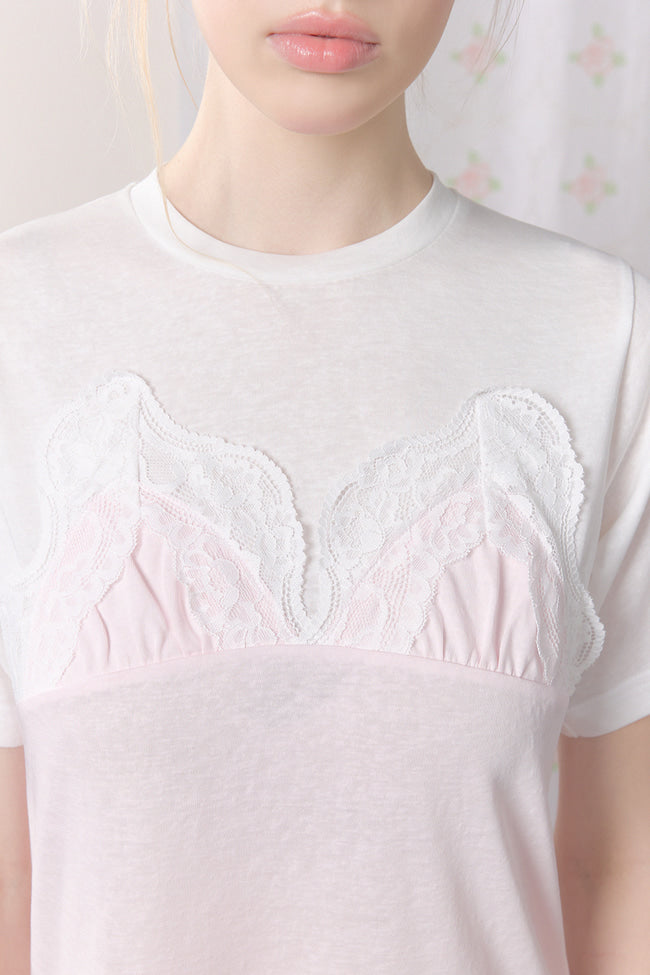 Lace Front Panel T-Shirt - GW27435