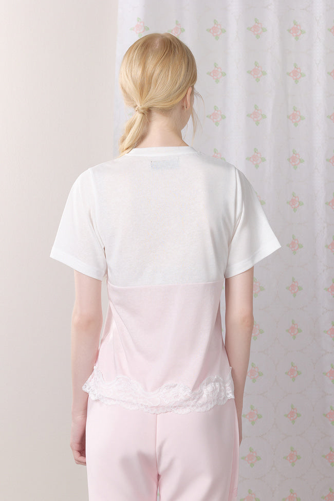 Lace Front Panel T-Shirt - GW27435