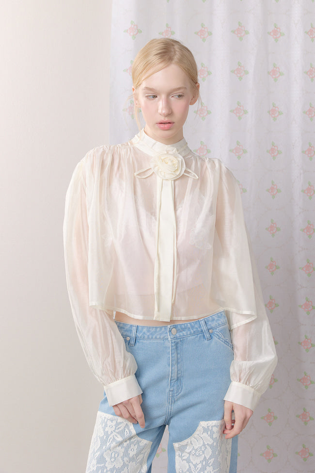 Ivory Rose Long Sleeve Top - GW27409