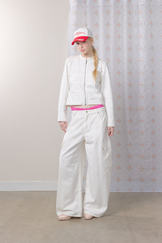 Eyelet Bloom Denim Jacket - GW27407