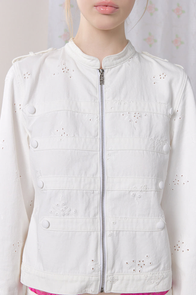 Eyelet Bloom Denim Jacket - GW27407