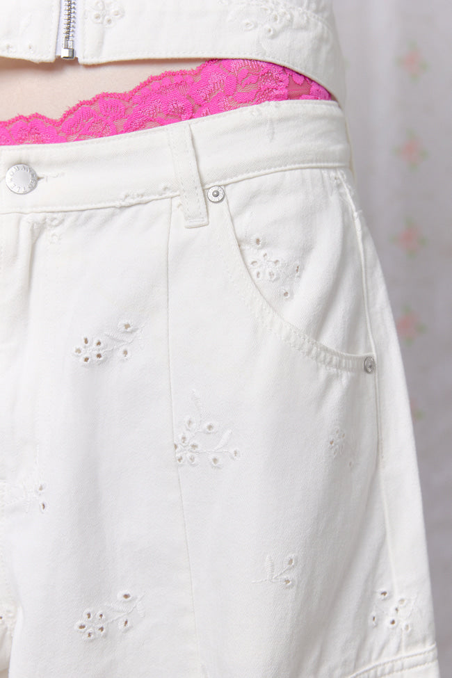 Eyelet Bloom Cargo Jeans - GW27408