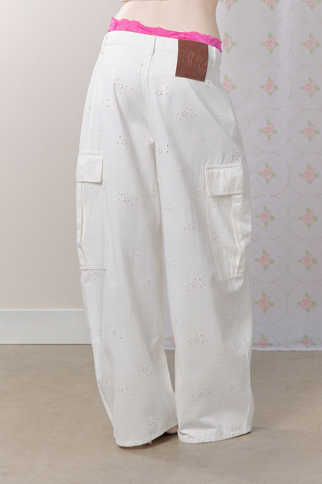 Eyelet Bloom Cargo Jeans - GW27408