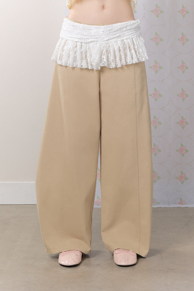 Petal Lace Wide-leg Trousers - GW27425