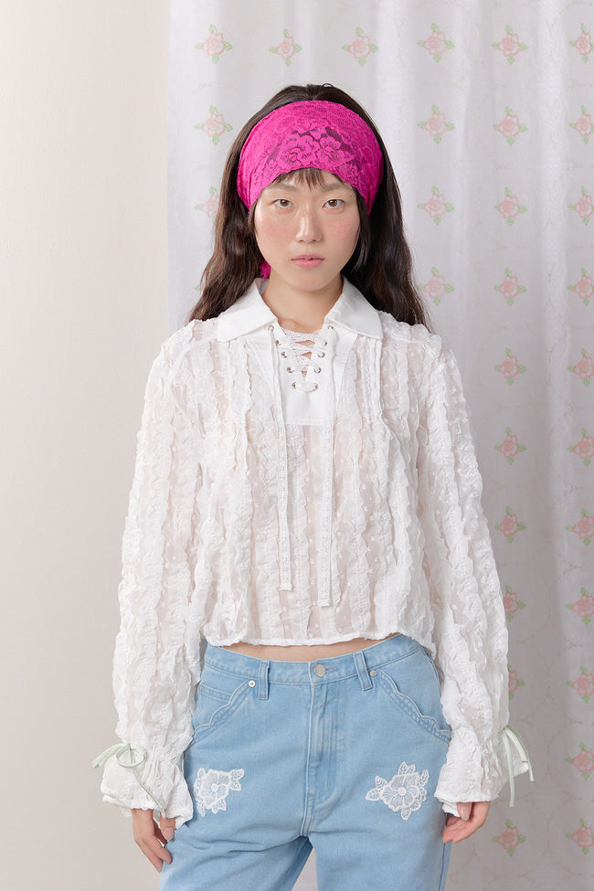 Provence Ruffle Sheer Blouse - GW27420