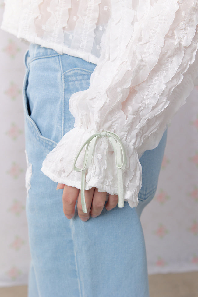Provence Ruffle Sheer Blouse - GW27420