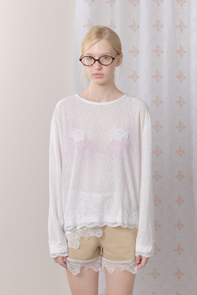 Sheer Floral Lace Top - GW27433