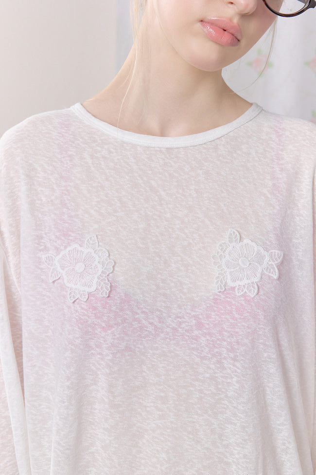 Sheer Floral Lace Top - GW27433