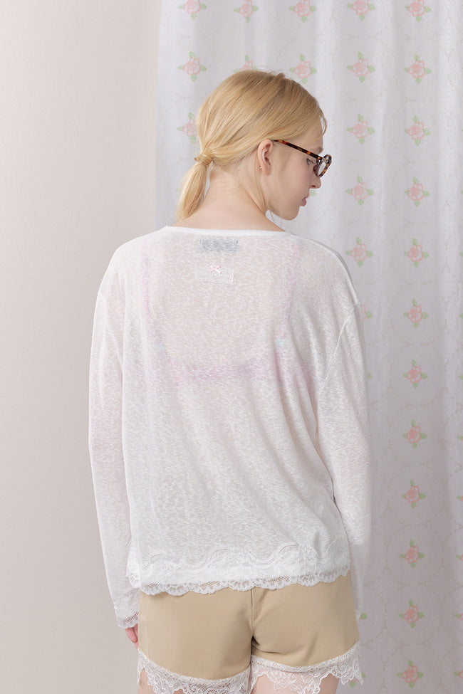 Sheer Floral Lace Top - GW27433