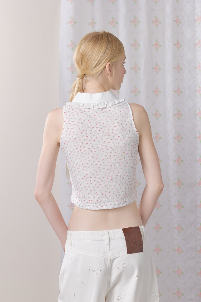 Soft Rosette Sleeveless Top - GW27417