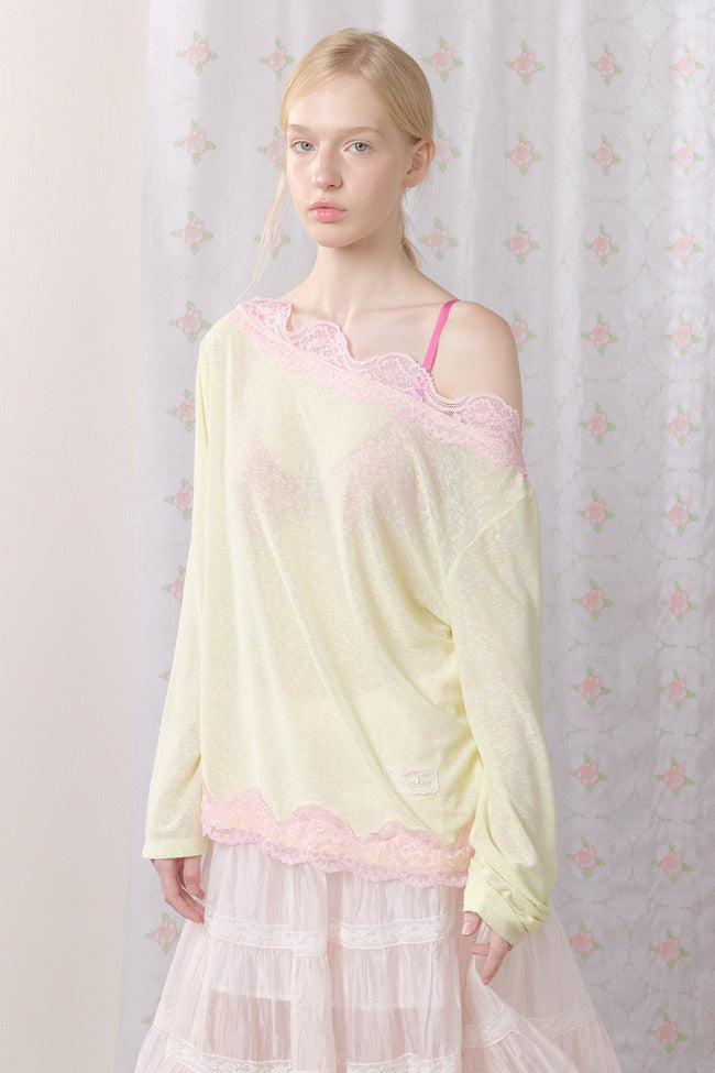 Lace Trim Off-Shoulder Top - GW27434