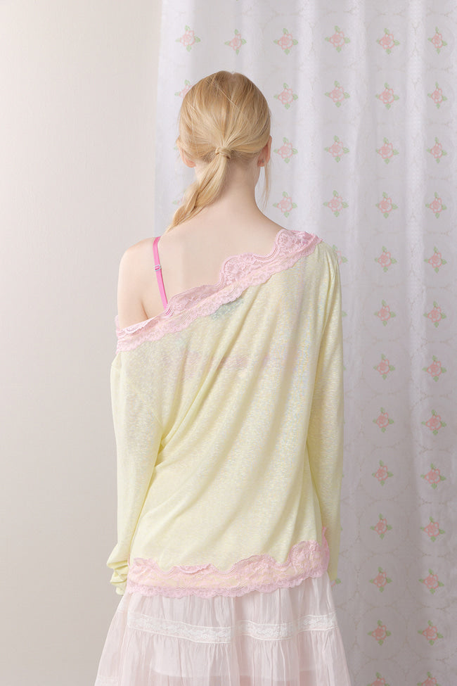 Lace Trim Off-Shoulder Top - GW27434