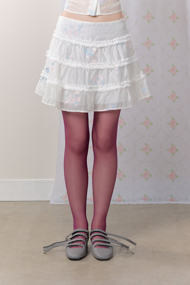 Petaline Embroidered Mini Skirt - GW27442
