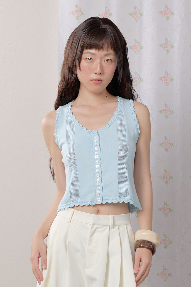 Petaline Button Knit Tank Top - GW27403