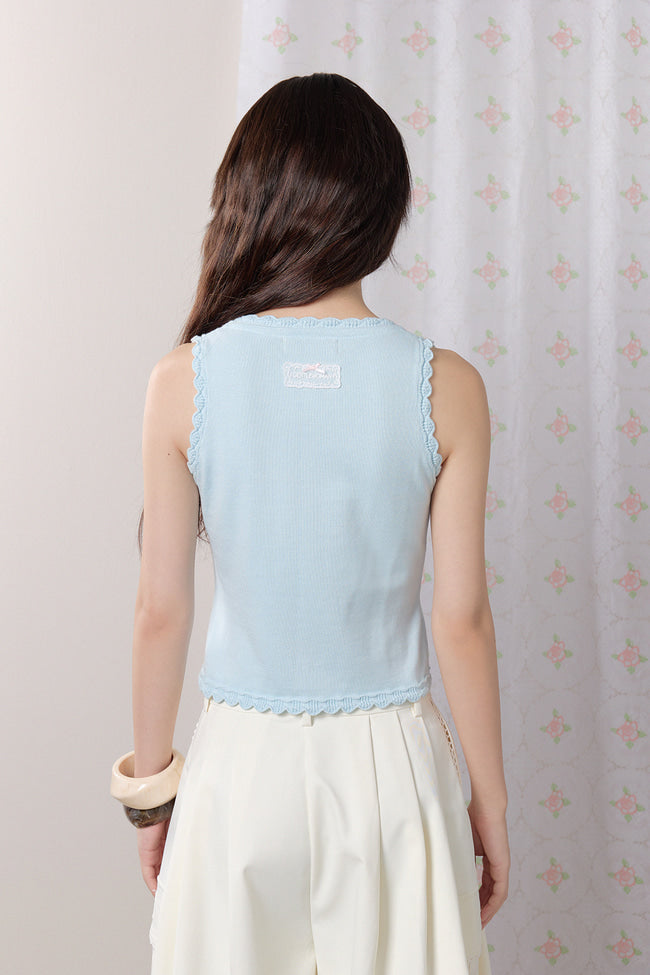 Petaline Button Knit Tank Top - GW27403