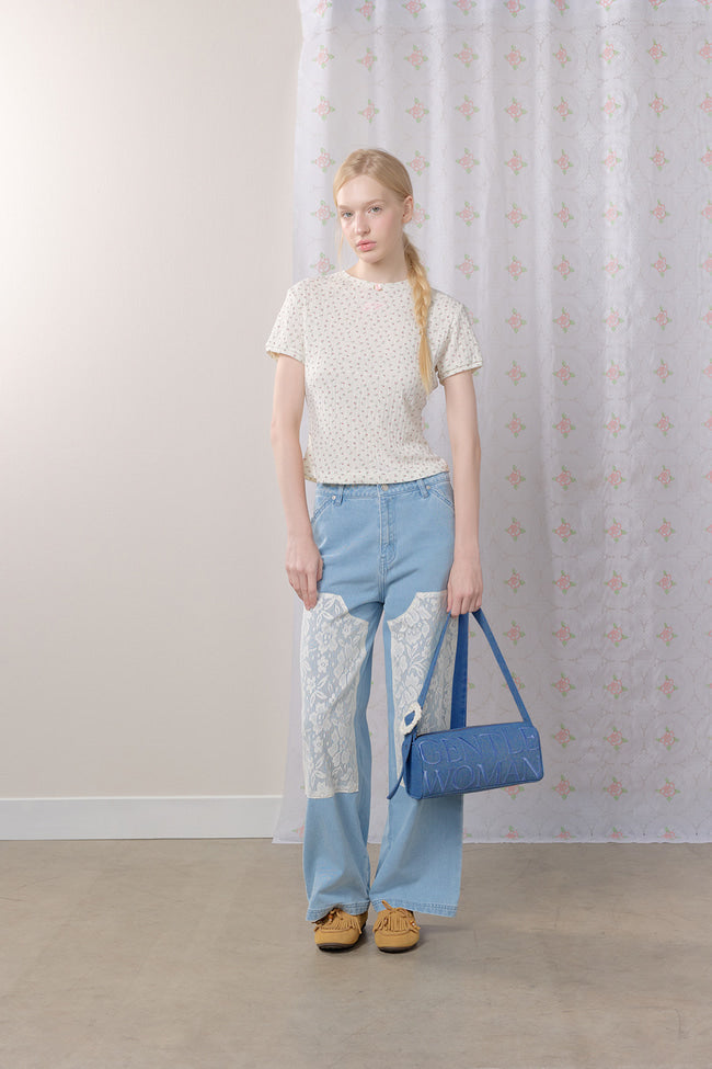 PETAL DENIM SHOULDER BAG - GW27606