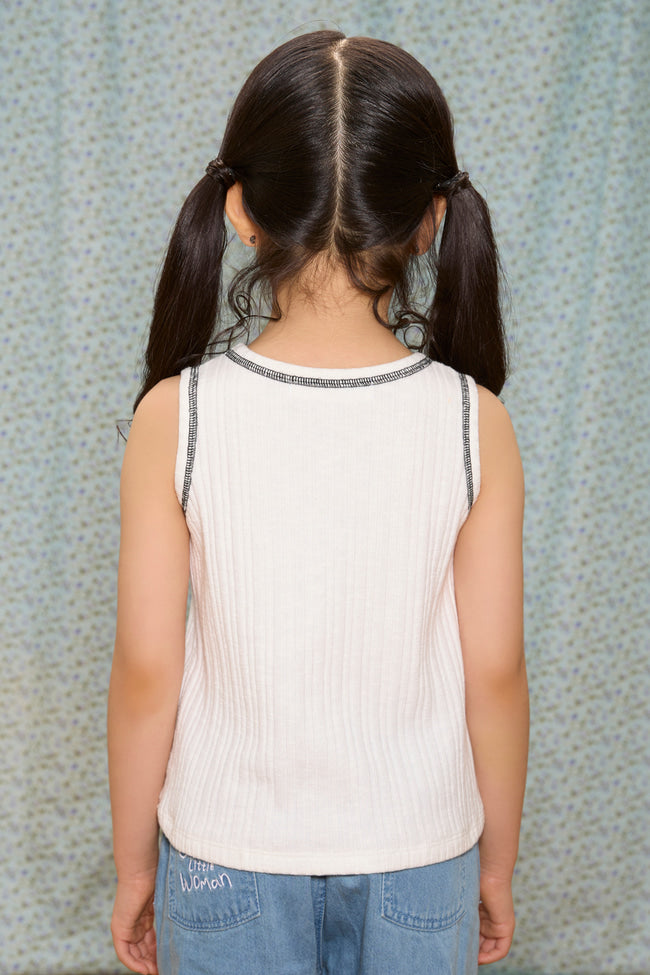 Bloom Reverie Tank Top : White - LW22521