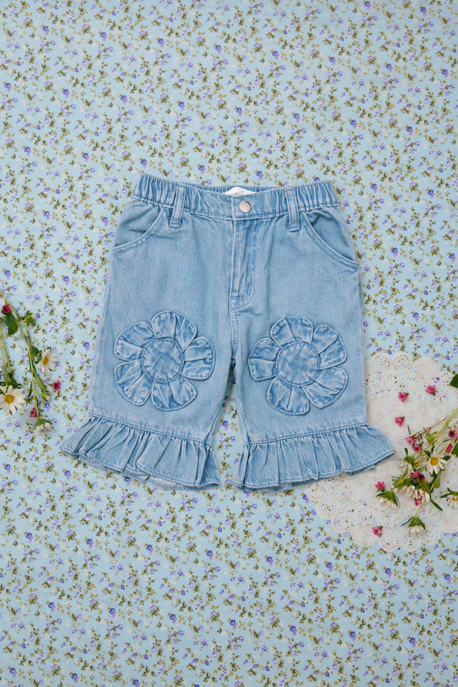 Between Petals Denim Jorts - LW22514