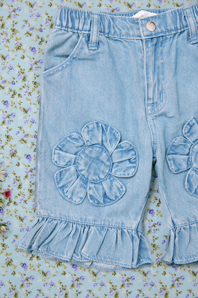 Between Petals Denim Jorts - LW22514