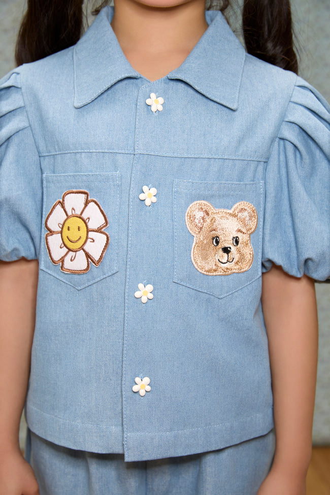Honey Bloom Denim Top - LW22816
