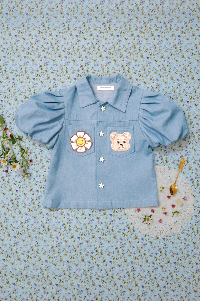 Honey Bloom Denim Top - LW22816